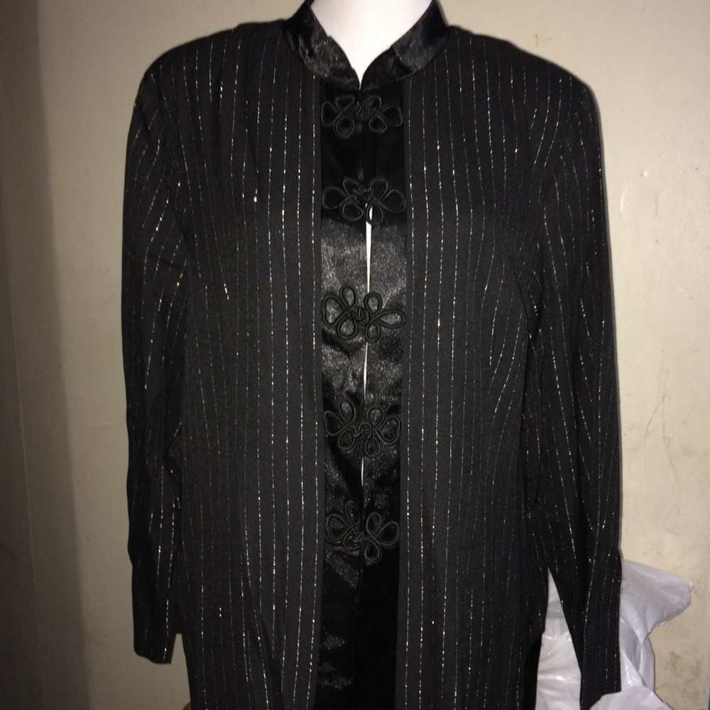 2pc Halmode Plus 20W Black/Silver Kimono Pant set
